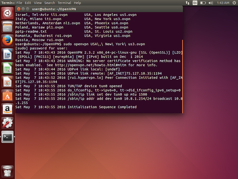 Setting up OpenVPN in Linux Ubuntu, step 7