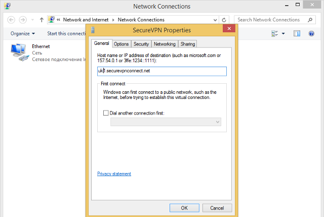 Setting up L2TP VPN on Windows 8, step 15