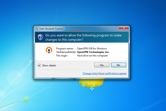 Setting up OpenVPN on Windows 7, step 15