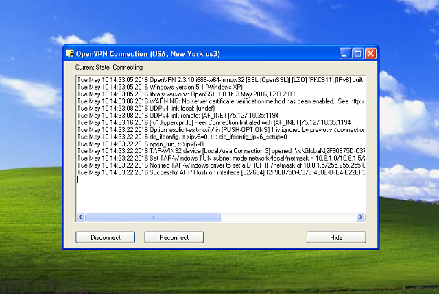 Setting up OpenVPN on Windows XP, step 11