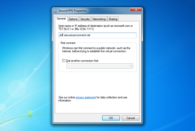 Setting up PPTP VPN on Windows 7, step 15