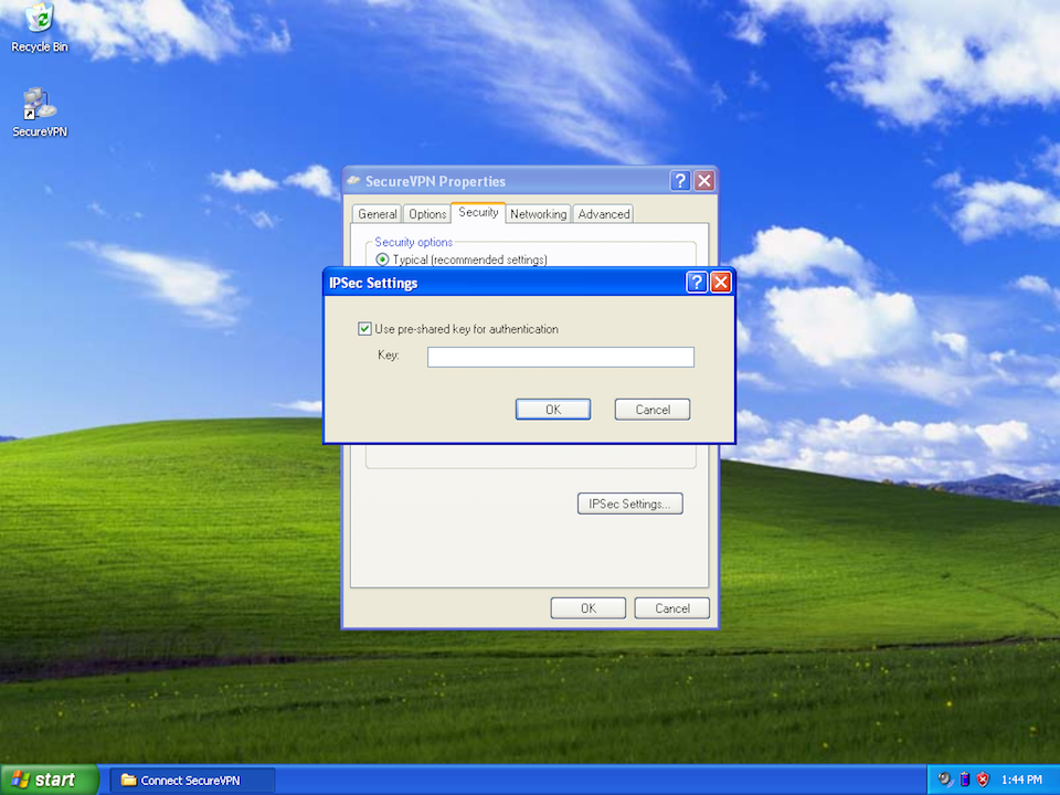 Setting up L2TP VPN on Windows XP, step 11