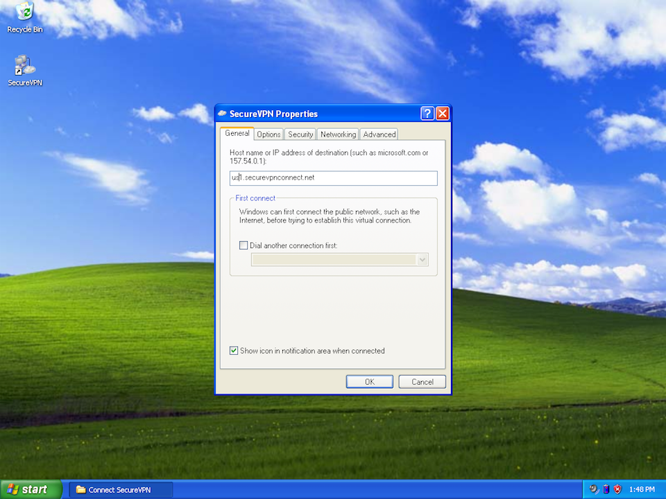 Setting up L2TP VPN on Windows XP, step 15