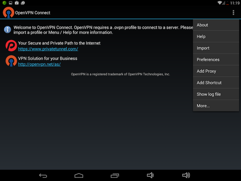 Setting up OpenVPN on Android, step 4