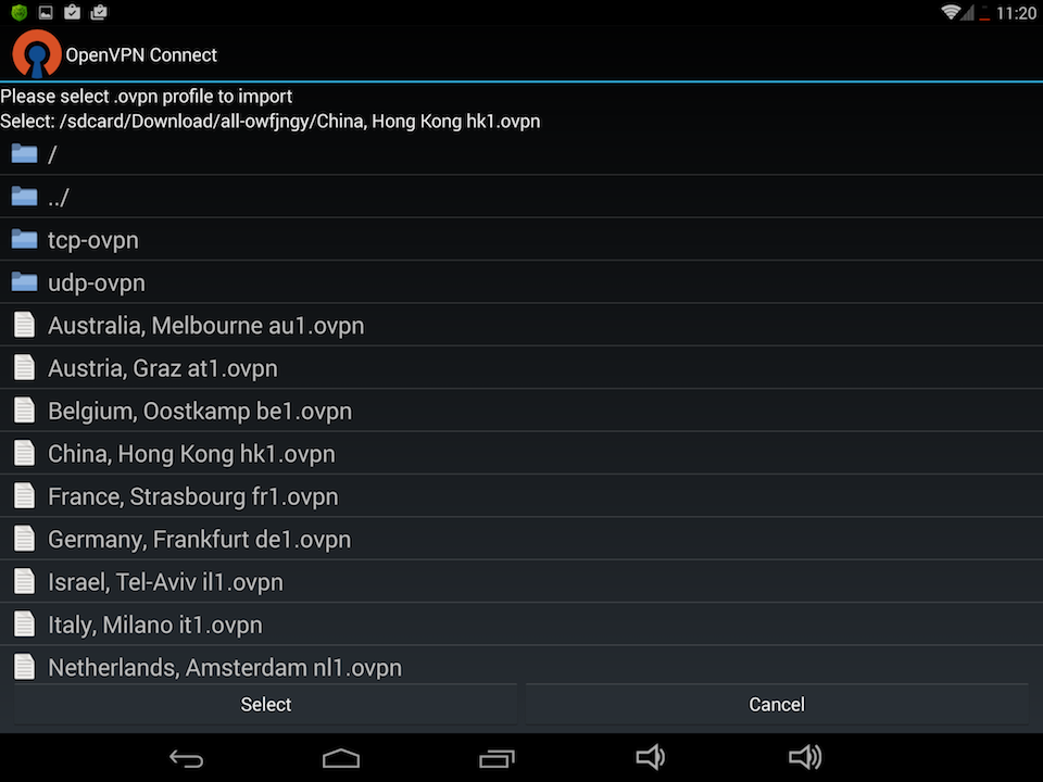 Setting up OpenVPN on Android, step 6