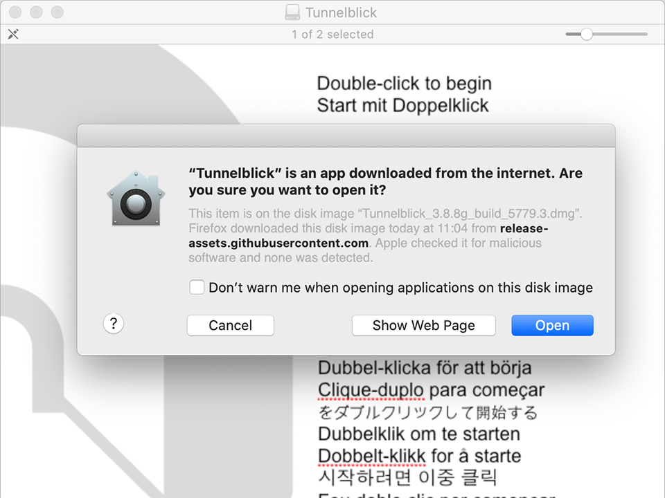 Setting up OpenVPN on Mac OS X, step 3