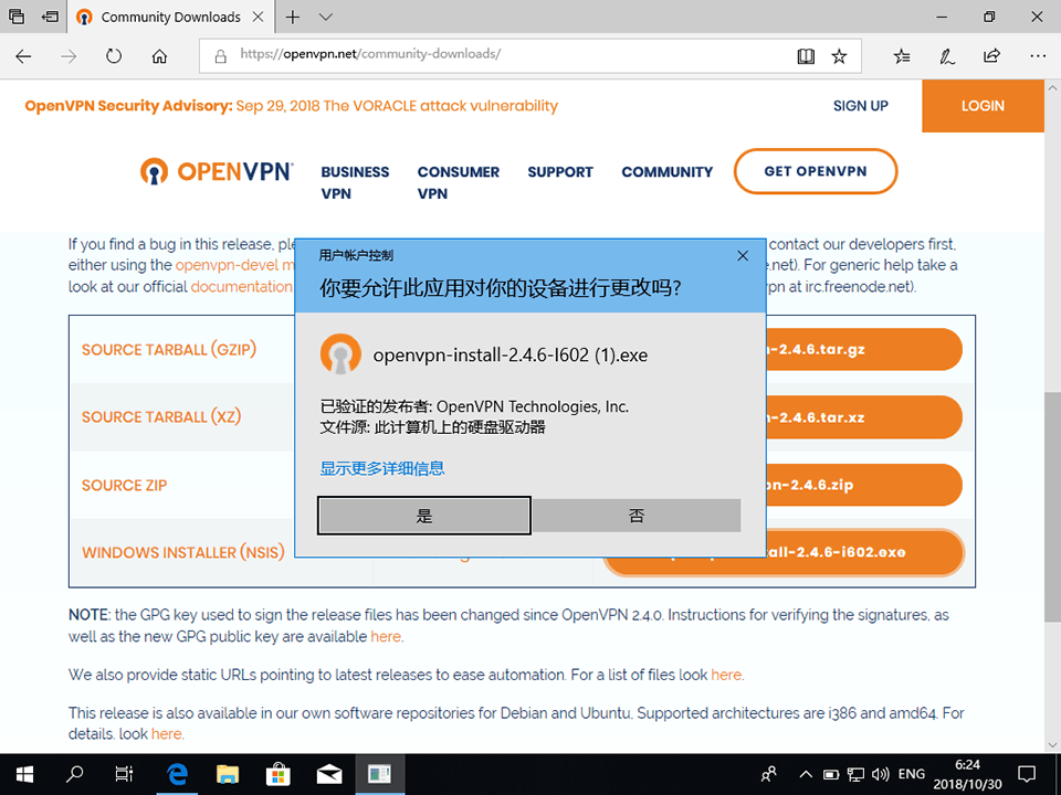 Setting up OpenVPN on Windows 10, step 2