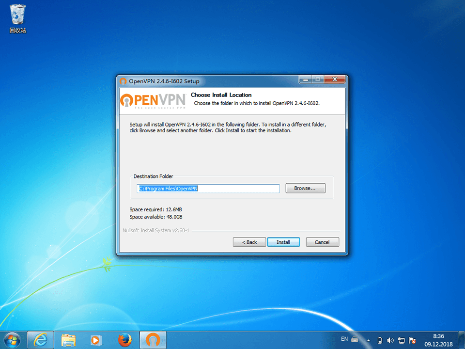 Setting up OpenVPN on Windows 7, step 6