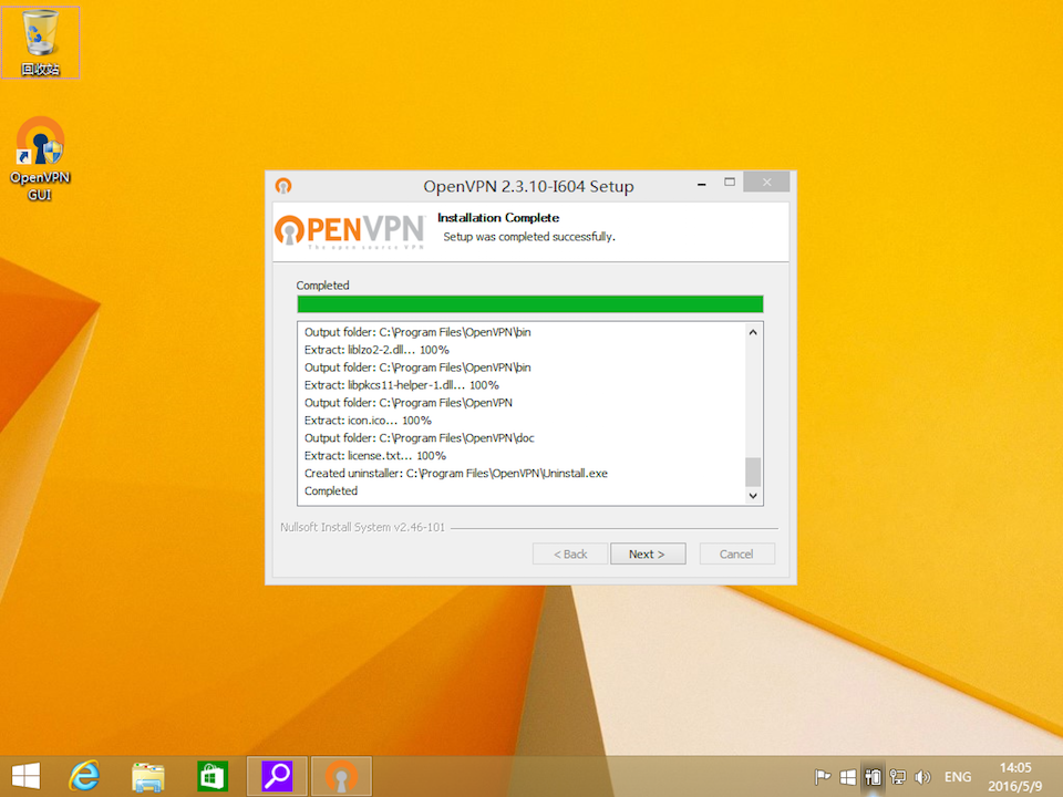 Setting up OpenVPN on Windows 8, step 8