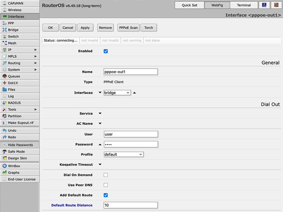 Setting up PPTP VPN on RouterOS, step 8