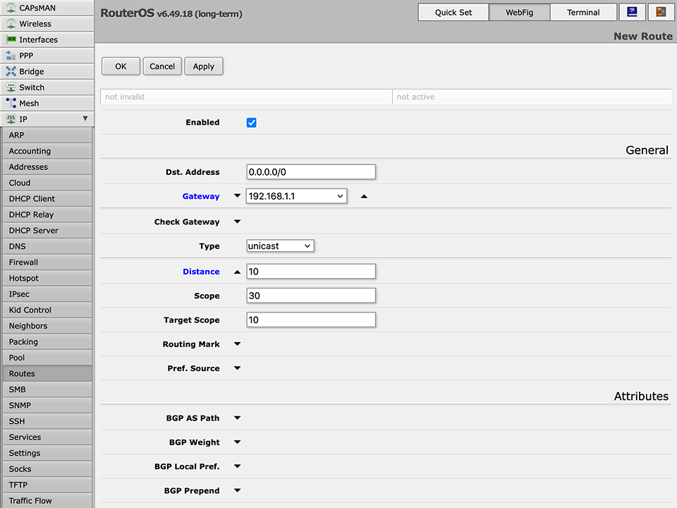 Setting up PPTP VPN on RouterOS, step 10