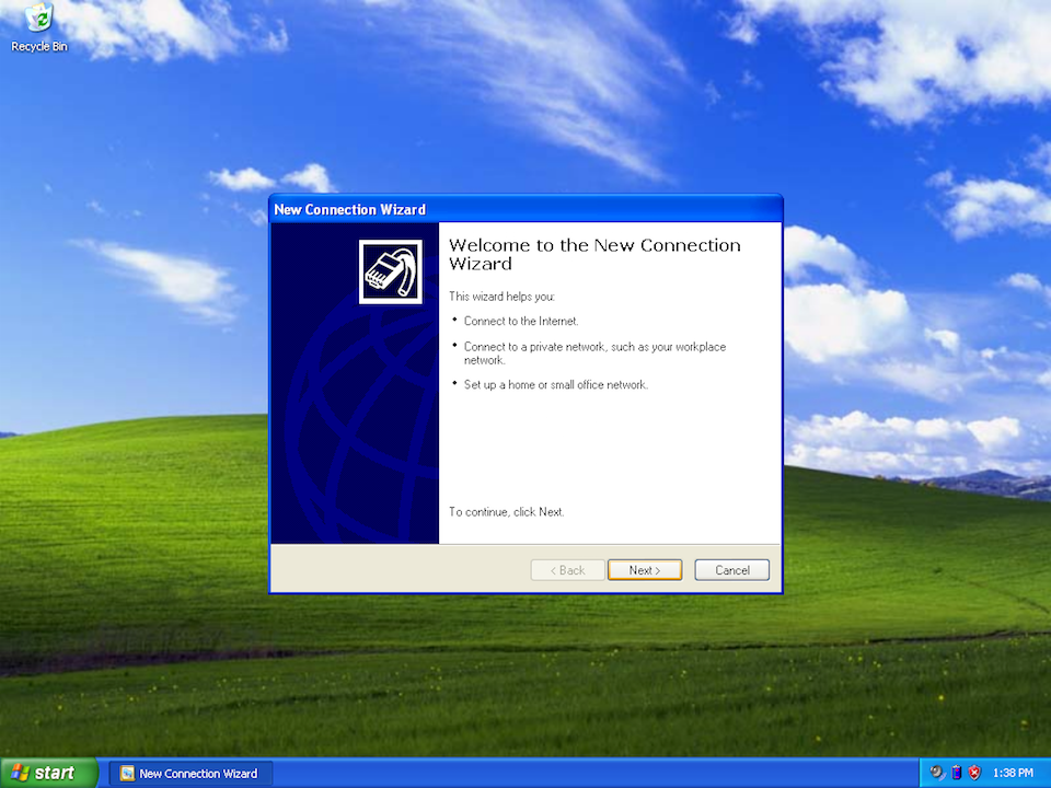 Setting up PPTP VPN on Windows XP, step 3