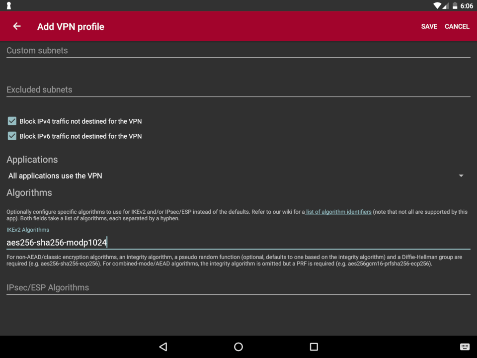 Setting up IKEv2 VPN on Android, step 4