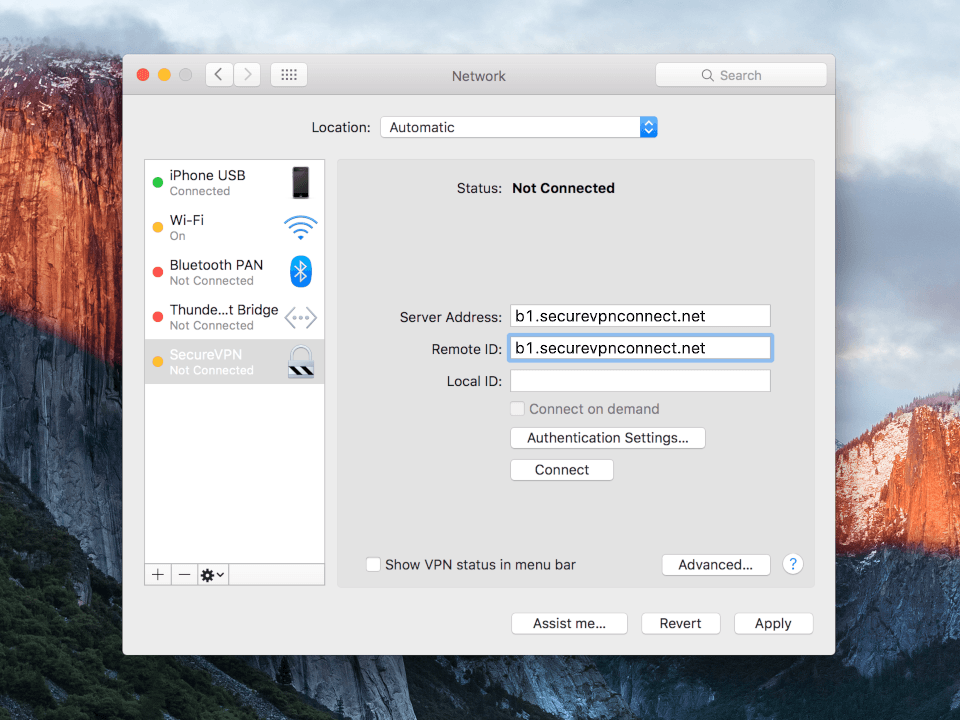 Setting up IKEv2 VPN on Mac OS X, step 4