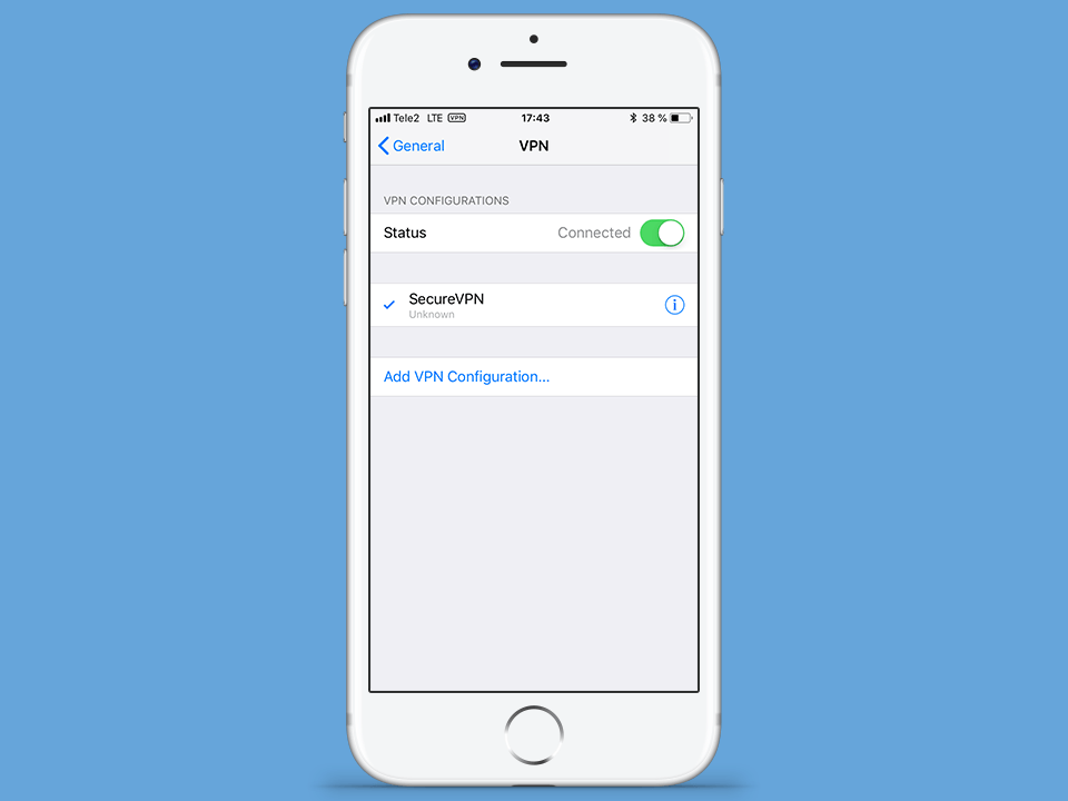 Setting up L2TP VPN on iOS, step 7