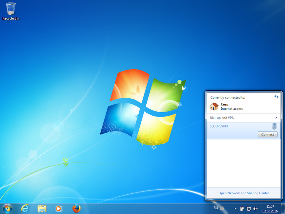 Setting up L2TP VPN on Windows 7, step 12