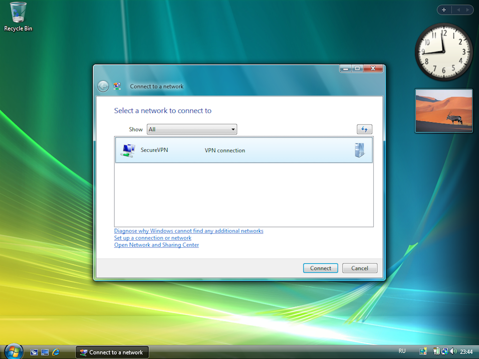 Setting up L2TP VPN on Windows Vista, step 12