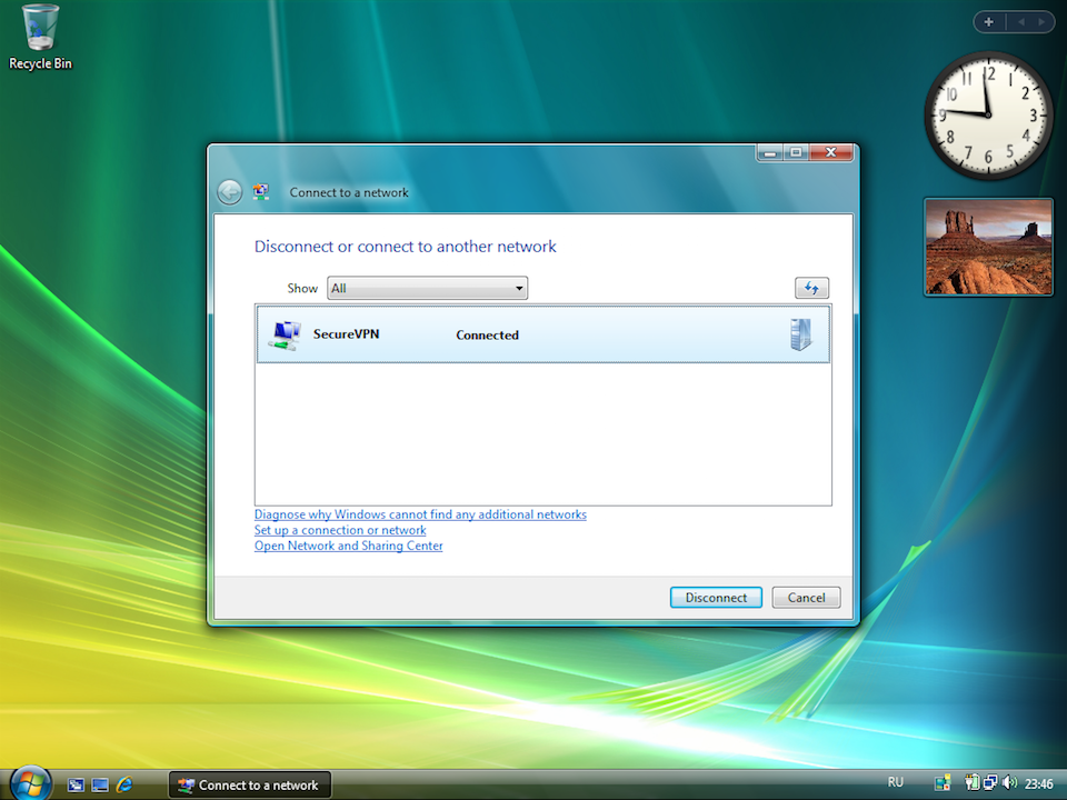 Setting up L2TP VPN on Windows Vista, step 15
