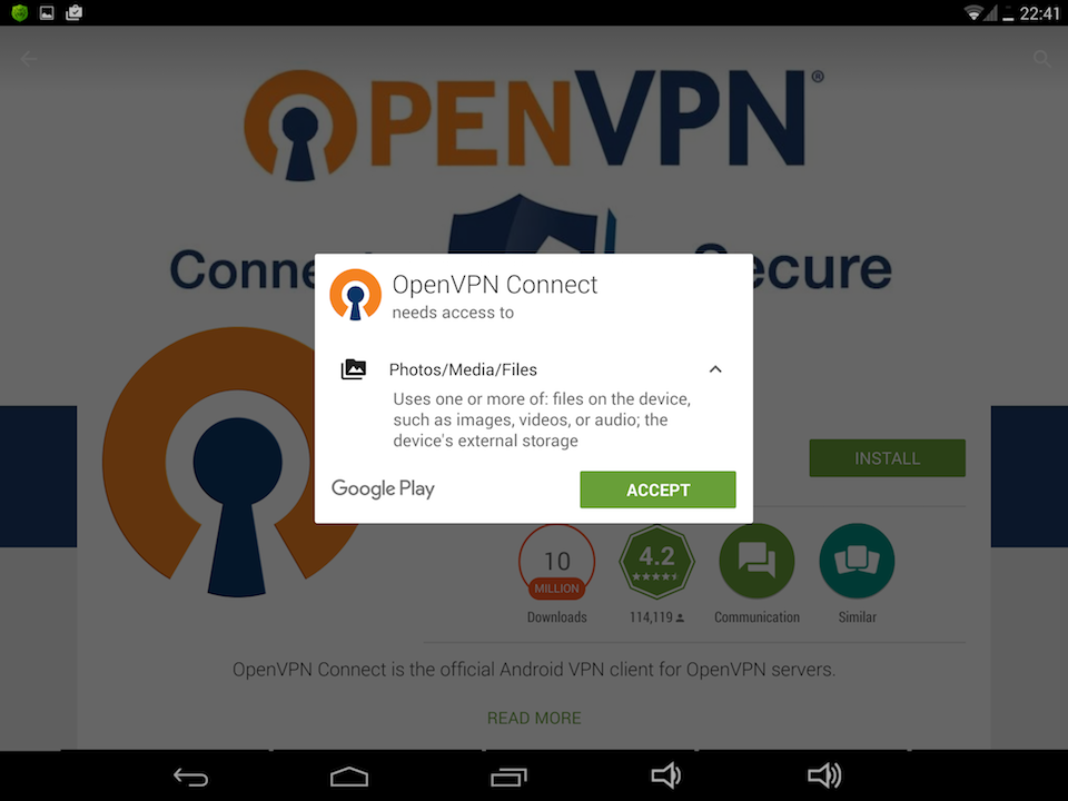 Setting up OpenVPN on Android, step 2