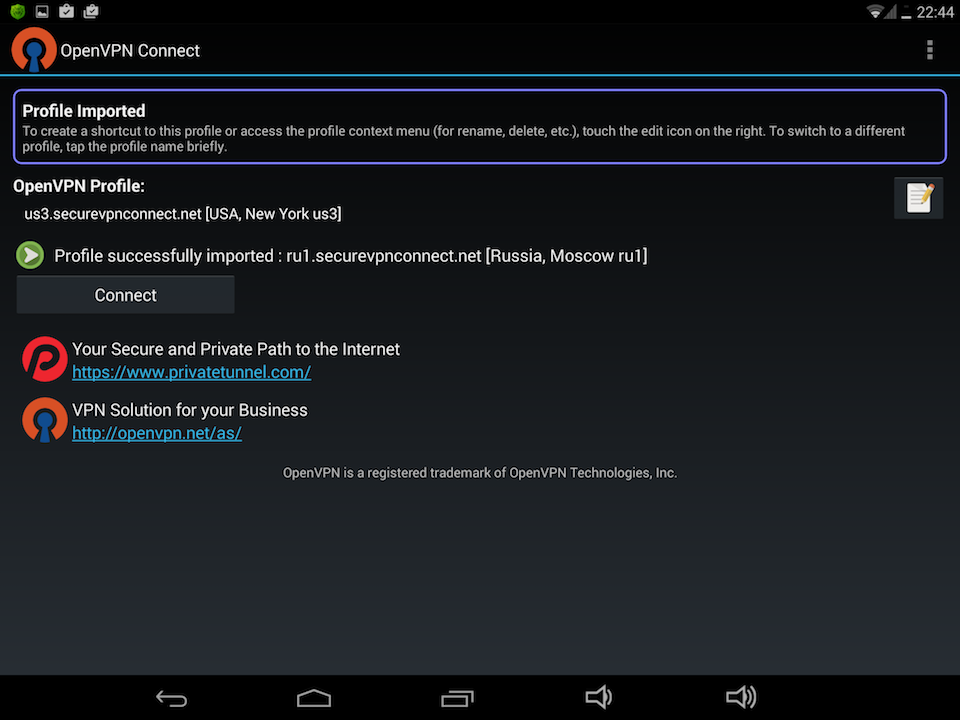 Setting up OpenVPN on Android, step 10