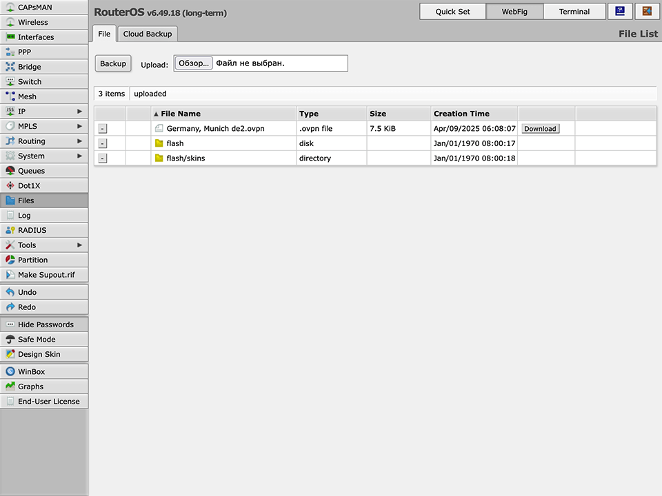 Setting up OpenVPN on RouterOS, step 2
