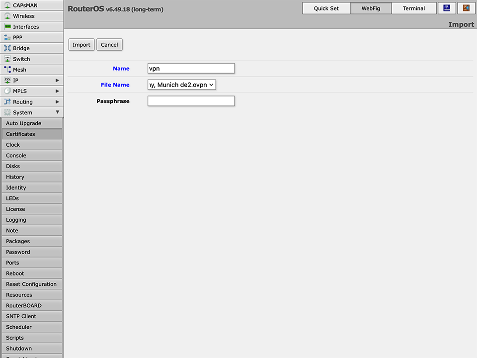 Setting up OpenVPN on RouterOS, step 4
