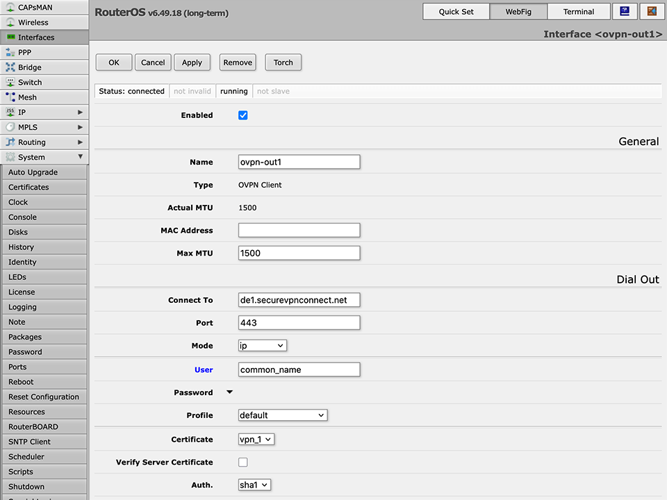 Setting up OpenVPN on RouterOS, step 8