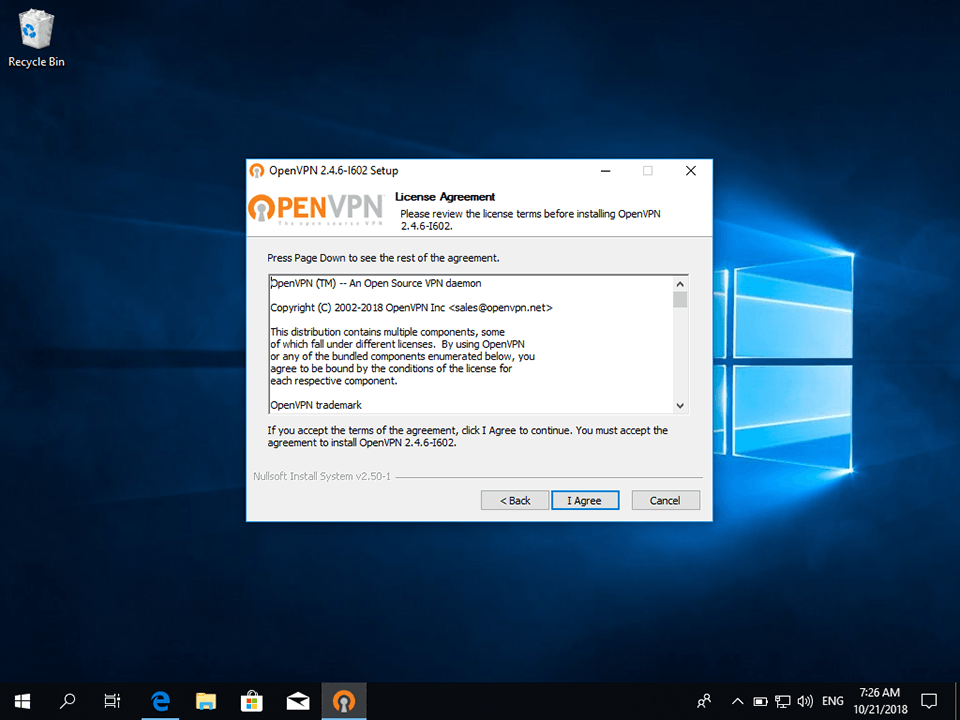 Setting up OpenVPN on Windows 10, step 4