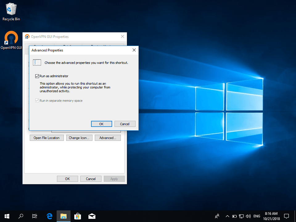 Setting up OpenVPN on Windows 10, step 11