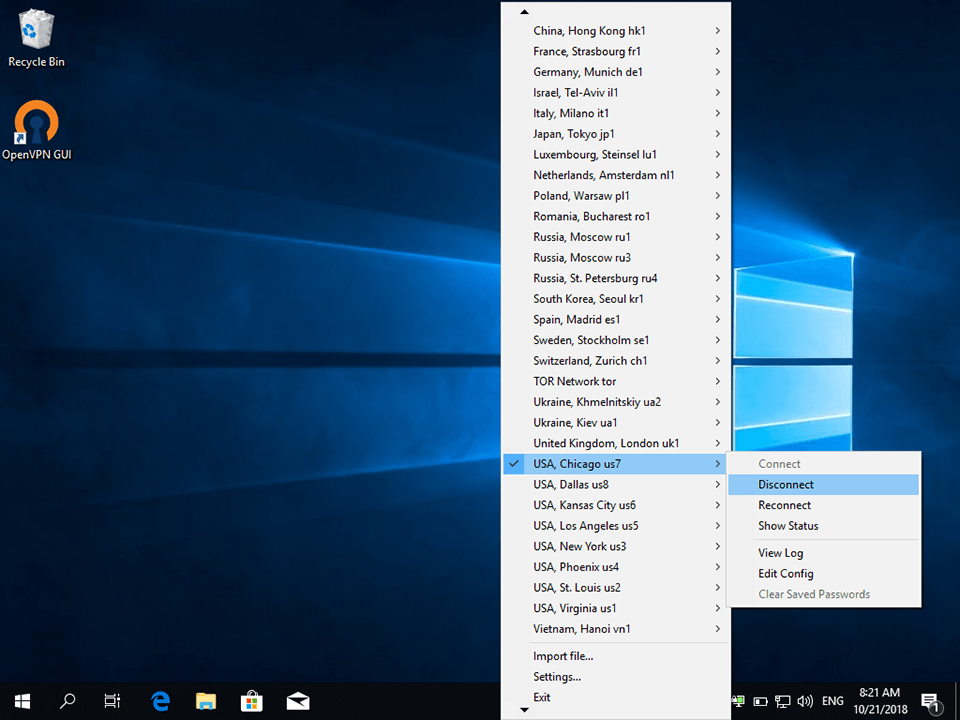Setting up OpenVPN on Windows 10, step 19