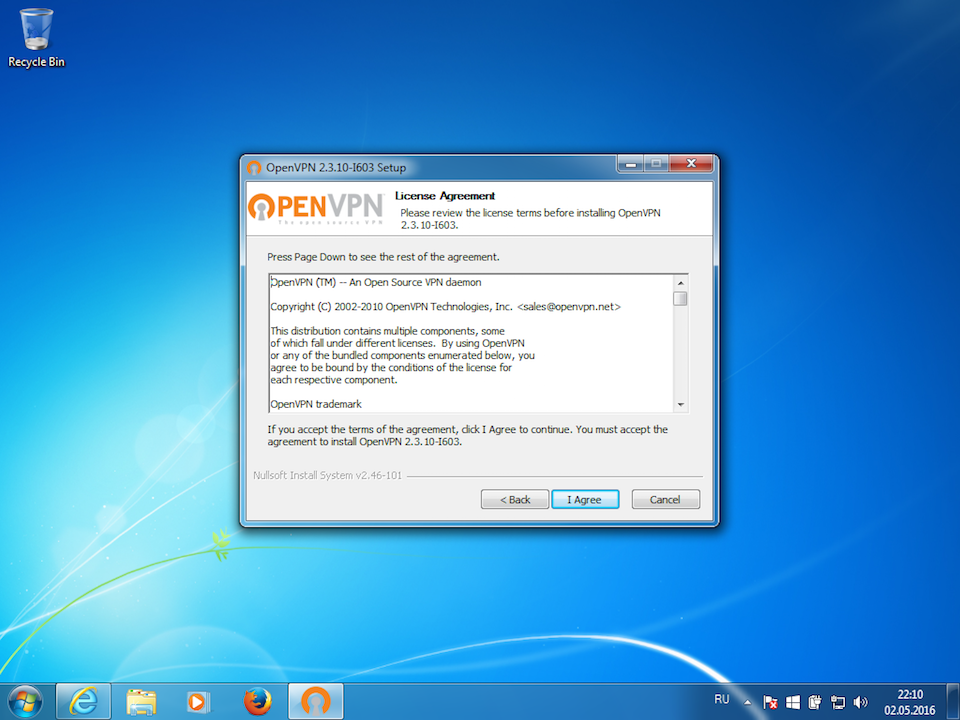 Setting up OpenVPN on Windows 7, step 4