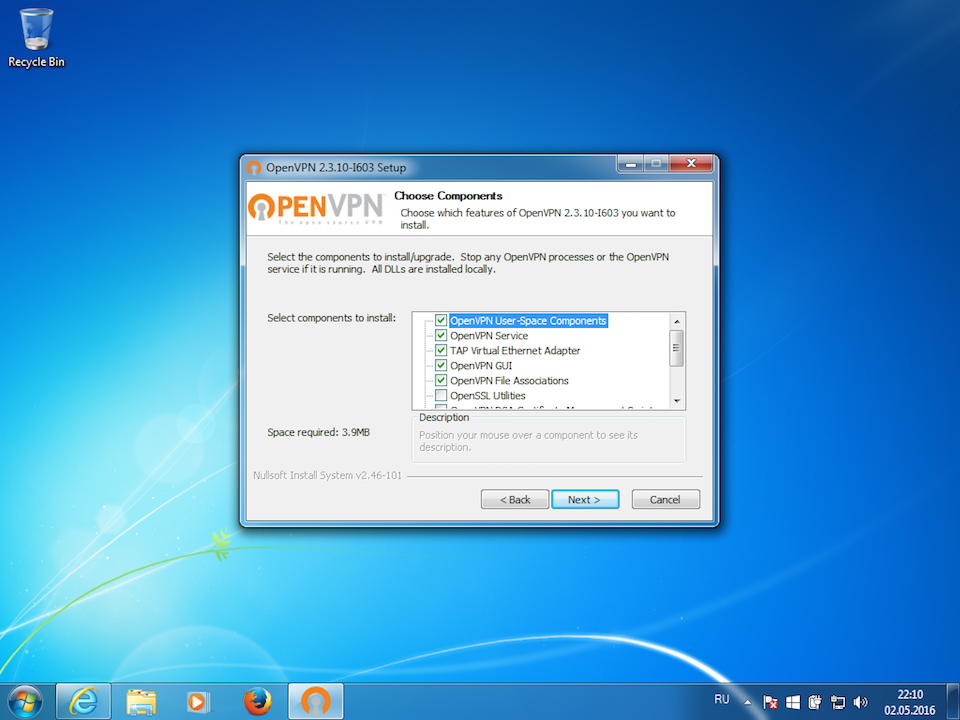 Setting up OpenVPN on Windows 7, step 5