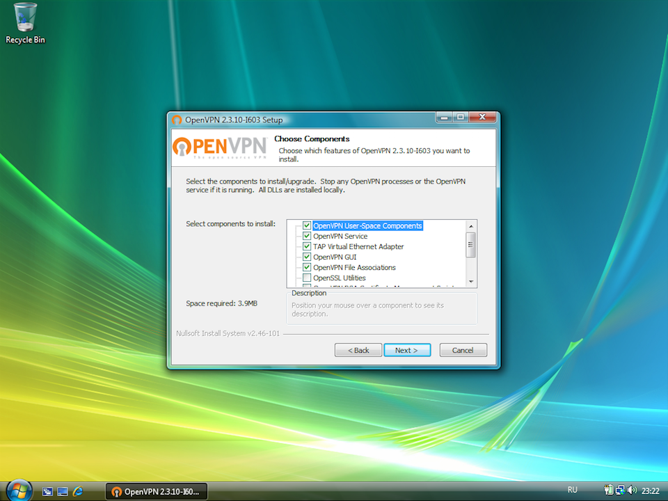 Setting up OpenVPN on Windows Vista, step 5