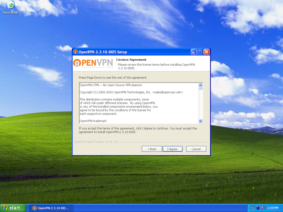 Setting up OpenVPN on Windows XP, step 4