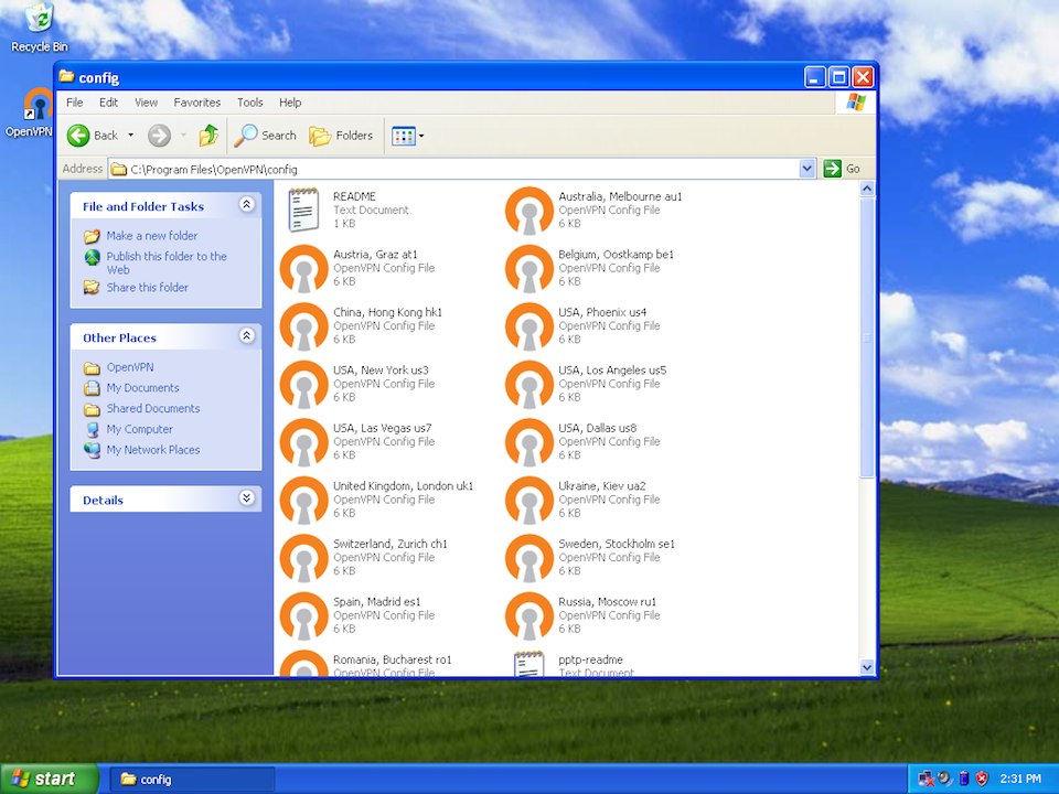 Setting up OpenVPN on Windows XP, step 9
