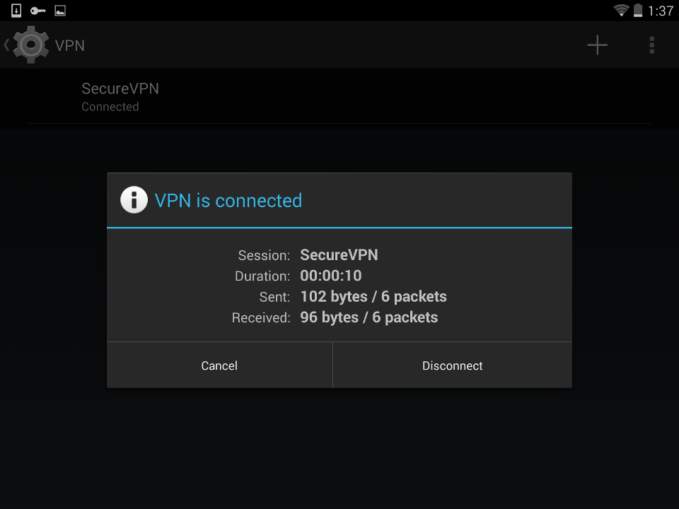 Setting up PPTP VPN on Android, step 7