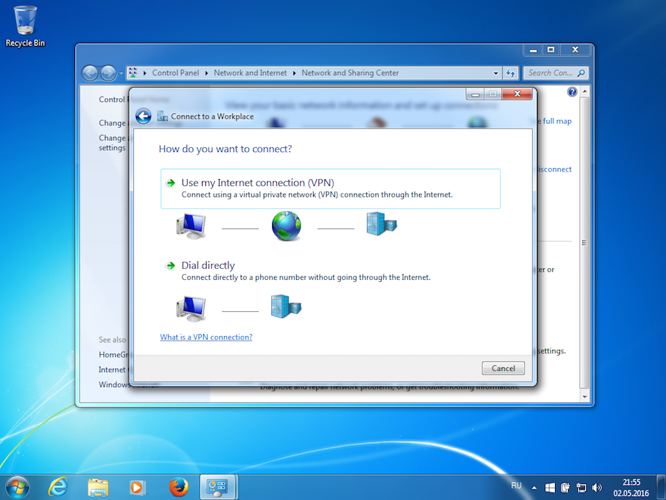 Setting up PPTP VPN on Windows 7, step 4