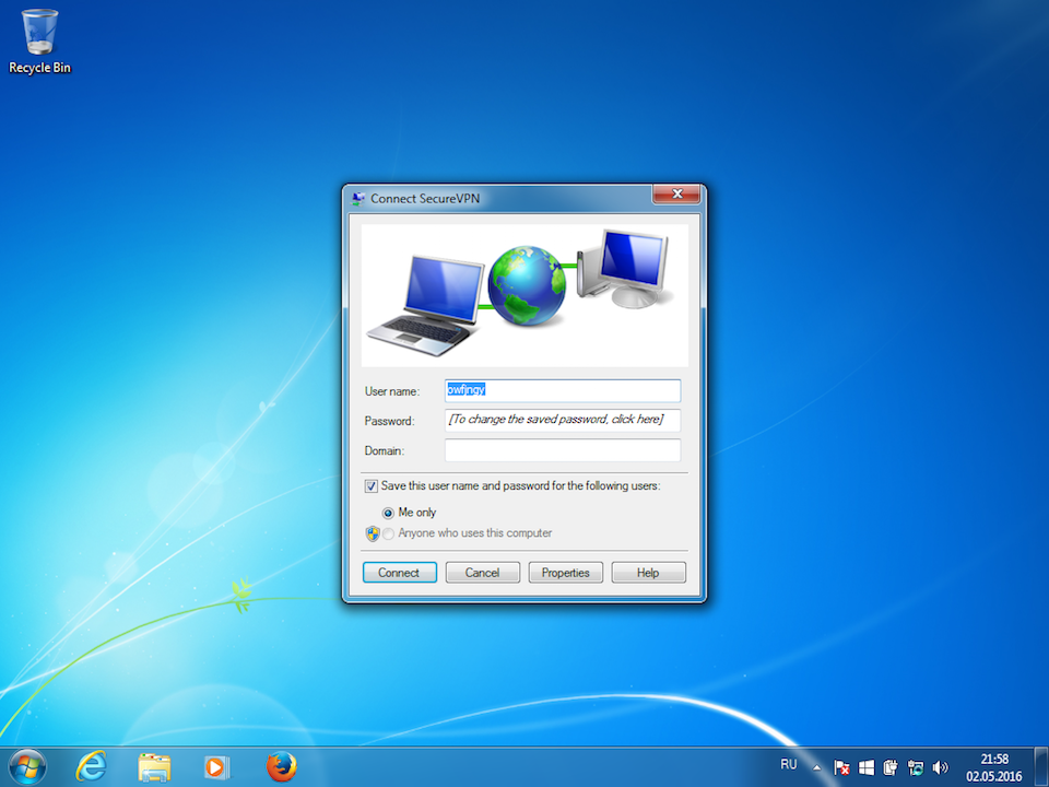 Setting up PPTP VPN on Windows 7, step 12