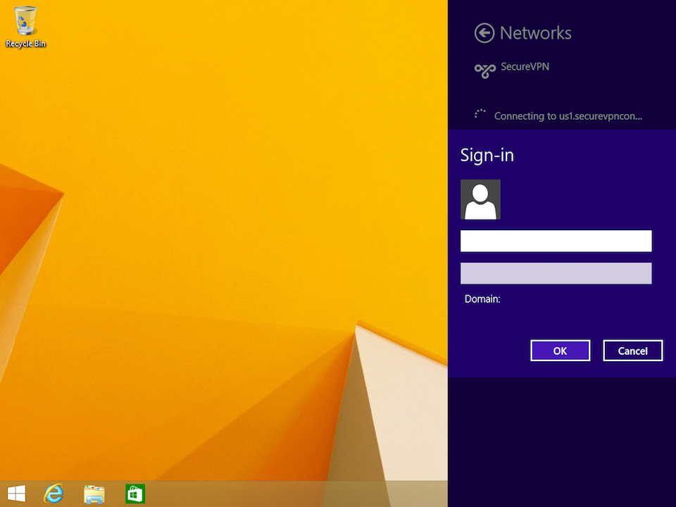 Setting up PPTP VPN on Windows 8, step 12