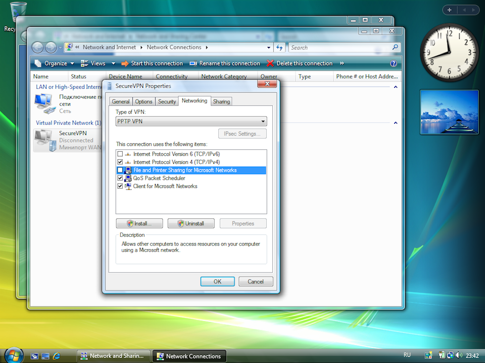 Setting up PPTP VPN on Windows Vista, step 10