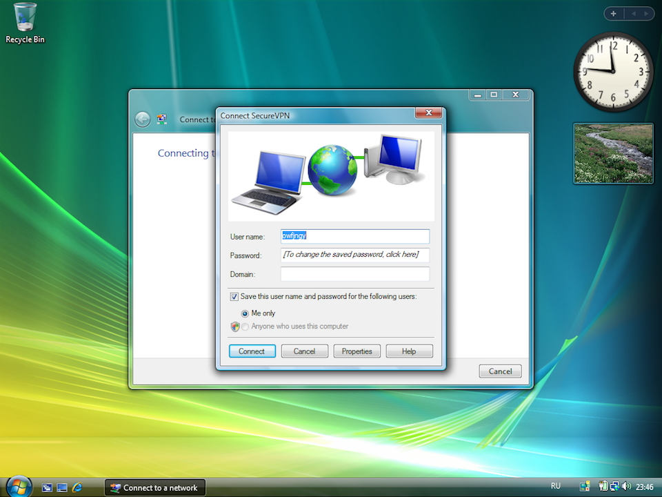 Setting up PPTP VPN on Windows Vista, step 12