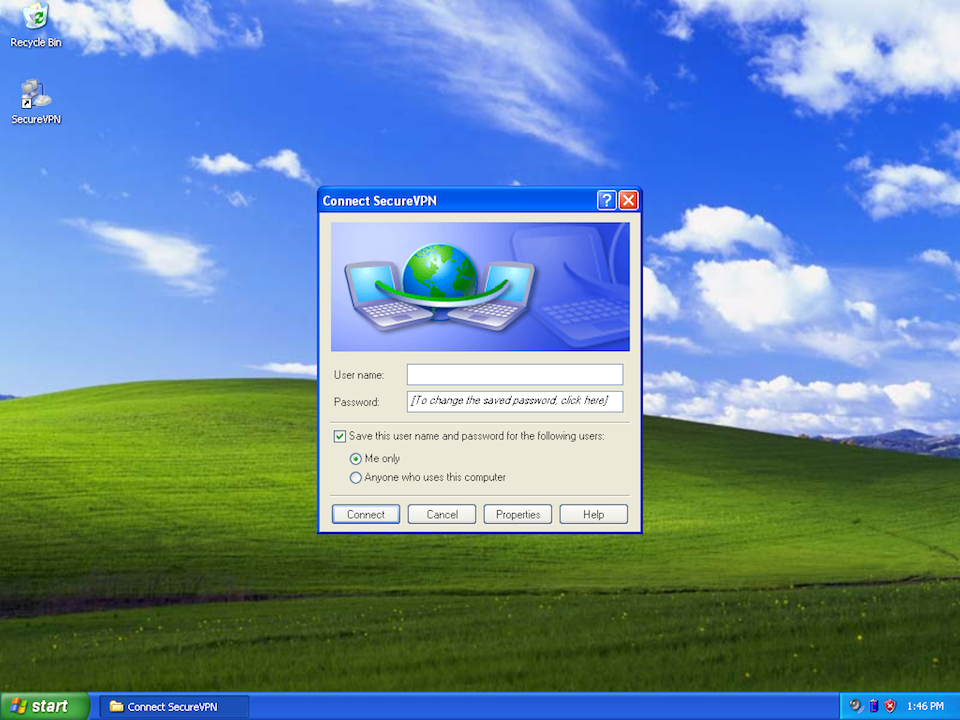 Setting up PPTP VPN on Windows XP, step 11