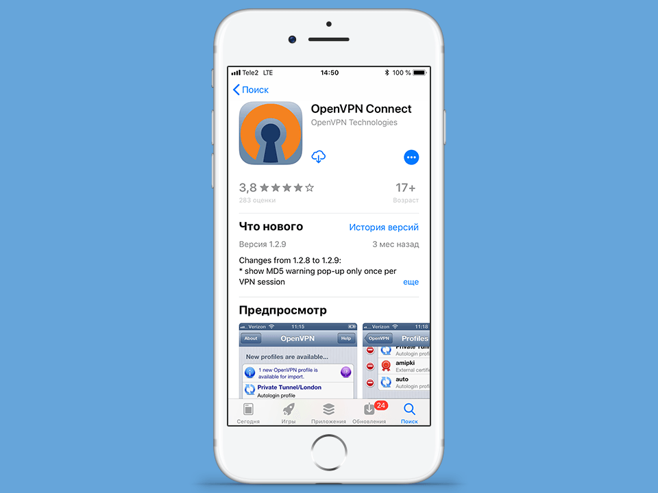 Настройка OpenVPN на iOS, шаг 1