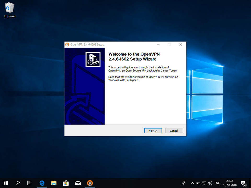 Настройка OpenVPN на Windows 10, шаг 3