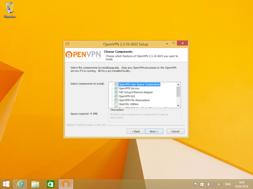 Настройка OpenVPN на Windows 8, шаг 5
