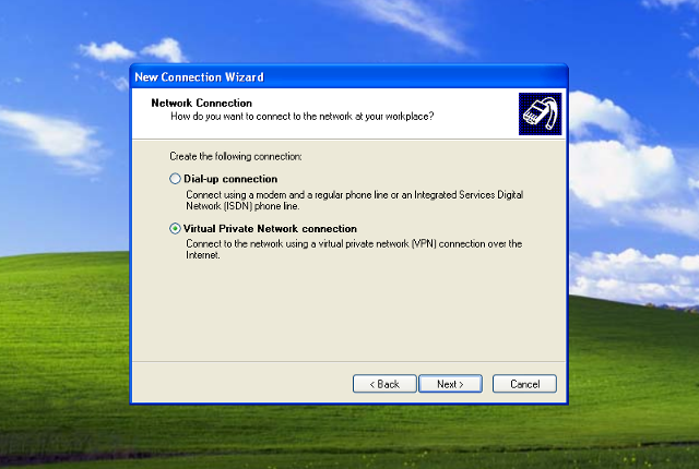 Setting up L2TP VPN on Windows XP, step 5