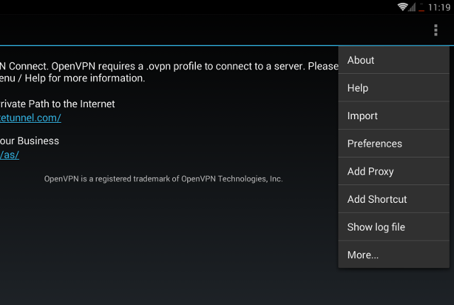 Setting up OpenVPN on Android, step 4