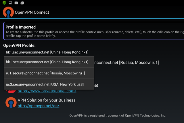 Setting up OpenVPN on Android, step 12