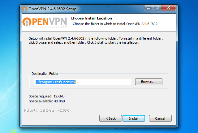 Setting up OpenVPN on Windows 7, step 6