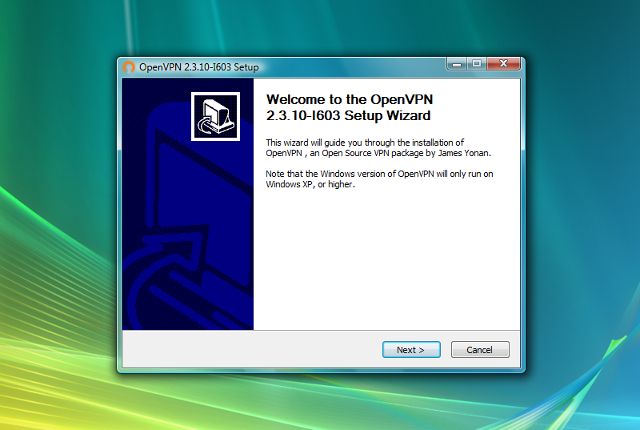 Setting up OpenVPN on Windows Vista, step 3
